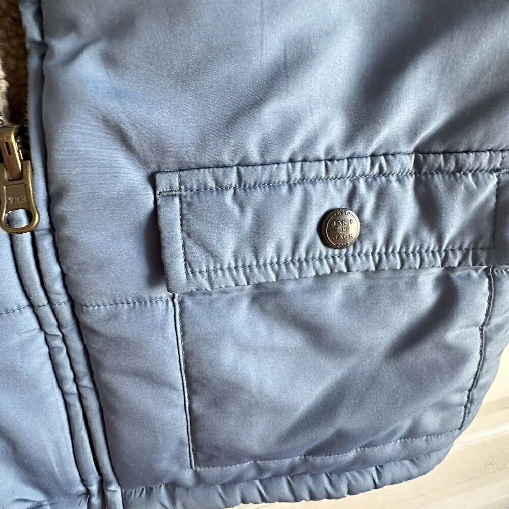 Janie and Jack Boys 4 Blue Reversible Sherpa Vest Polar Wonderland‎